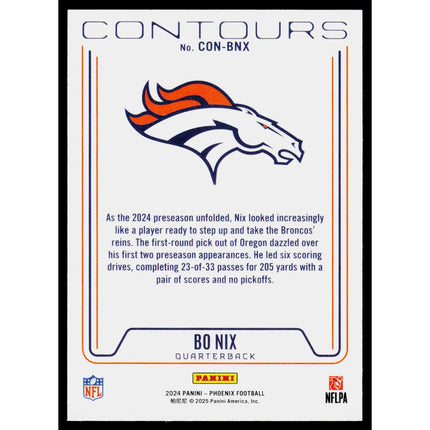 Bo Nix 2024 Panini Phoenix Contours #CON-BNX Denver Broncos