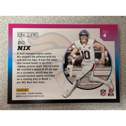 2024 Panini Encore Rookie Aurora Bo Nix #4 Denver Broncos