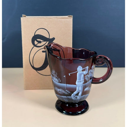 Fenton 2007 Aubergine Mary Gregory Fore Golf Pitcher Hand Painted Original Box