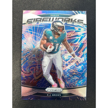 A.J. Brown 2024 Panini Prizm #13 Fireworks Insert Eagles