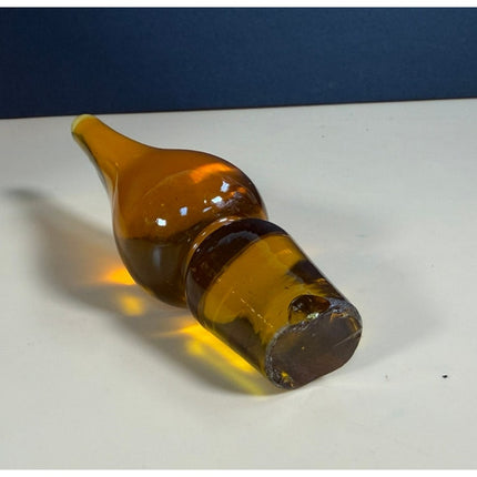 Vintage Orange Crackle Art Glass Decanter Stoppered Bottle