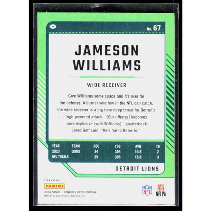 Jameson Williams 2024 Donruss Optic #67 Detroit Lions