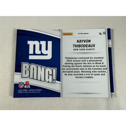 2024 Panini Mosaic Kayvon Thibodeaux Bang! Prizm #15 Insert Giants