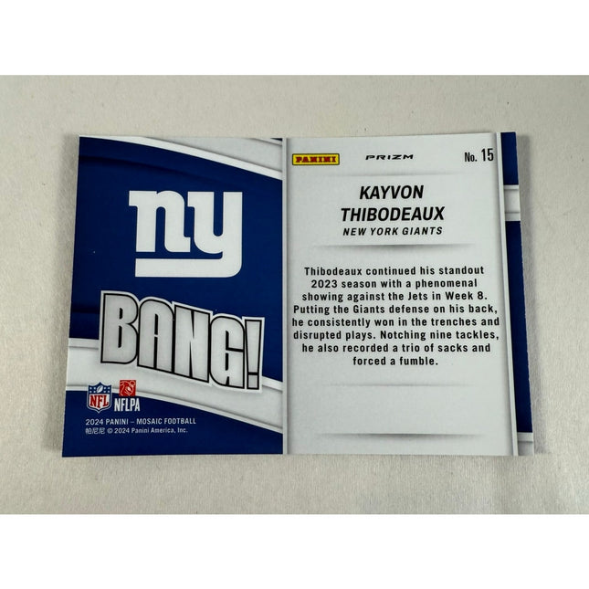 2024 Panini Mosaic Kayvon Thibodeaux Bang! Prizm #15 Insert Giants