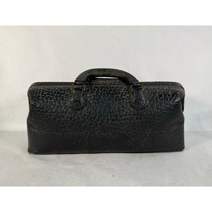 Vintage Lilly Black Pebbled Leather Doctor Bag Medical Travel Bag 13" Monogram