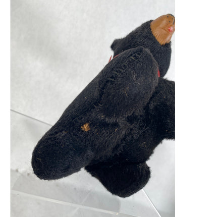 Vintage Japan Black Bear Straw-Filled Plush Toy – 6" Stuffed Animal