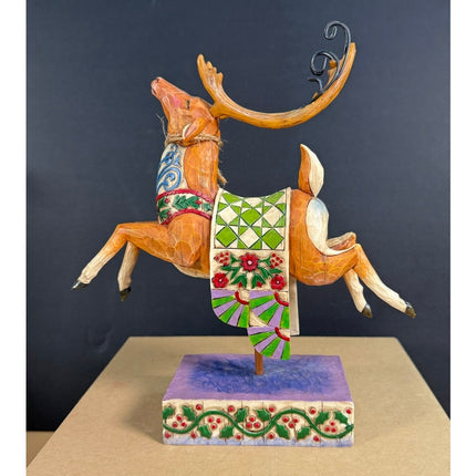Jim Shore Heartwood Creek Dash Away Reindeer Green Blanket 118111