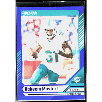 Raheem Mostert 2024 Donruss Press Proof Blue #282 Miami Dolphins