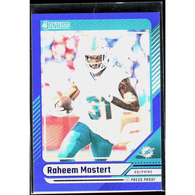 Raheem Mostert 2024 Donruss Press Proof Blue #282 Miami Dolphins