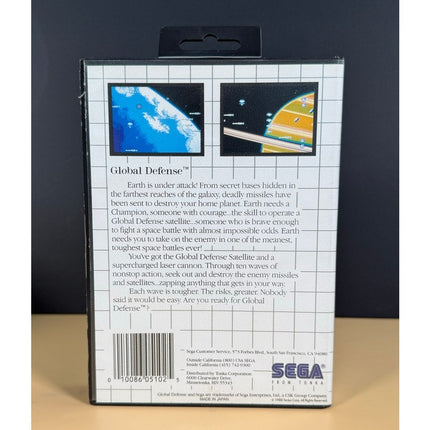Global Defense Sega Master System Cartridge Vintage Shooter Game
