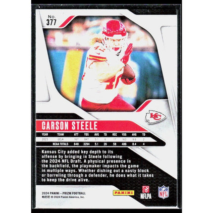 Carson Steele 2024 Panini Prizm #377 RC Kansas City Chiefs