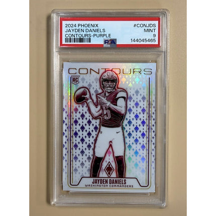 2024 Panini Phoenix Contours Purple RC Jayden Daniels #CON-JDS PSA 9