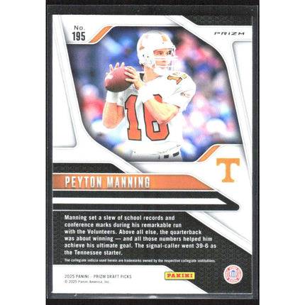 Peyton Manning 2025 Panini Prizm Draft Picks Prizms Gold Ice #195 Tennessee