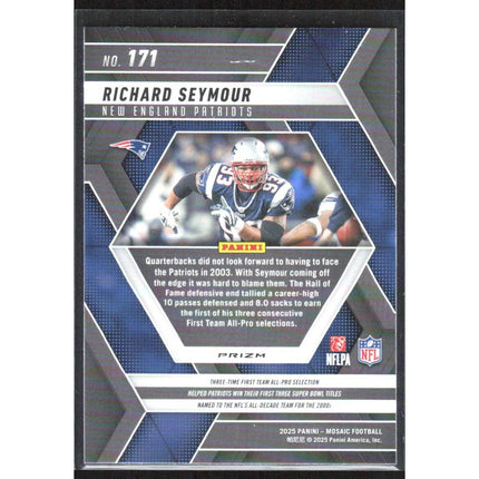 Richard Seymour 2025 Panini Mosaic Reactive Purple #171 New England Patriots
