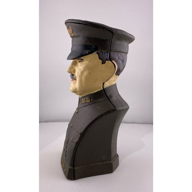 Reproduction Pershing Cast Iron Still Bank 7" Vintage Style Coin Bank