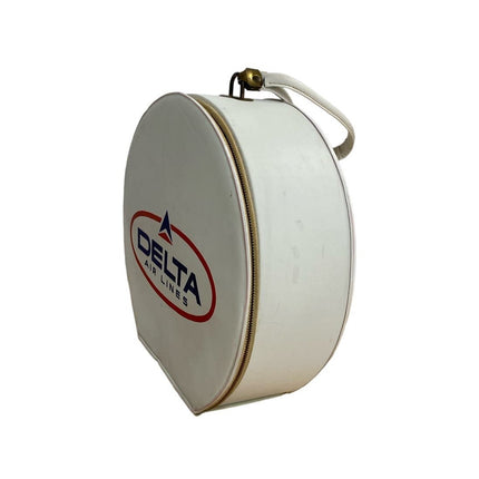 Vintage Delta Air Lines White Vinyl Carry-On Handbag Purse, Travel Tote