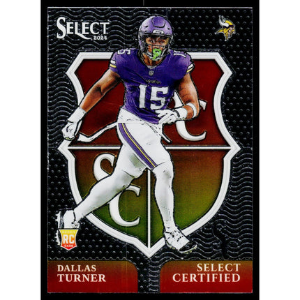 Dallas Turner 2024 Panini Select Select Certified Rookies #11 Minnesota Vikings