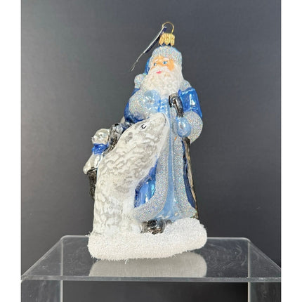 Glassware Art Studio Santa & Polar Bear Ornament Original Box Collectible
