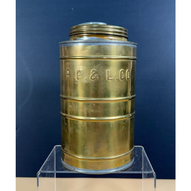 P.P. & L Co. Brass Carbide Master Canister Vintage PA Power & Light Container