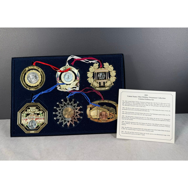 1996-2001 US Mint Holiday Ornament Collection Original Boxes Complete Set