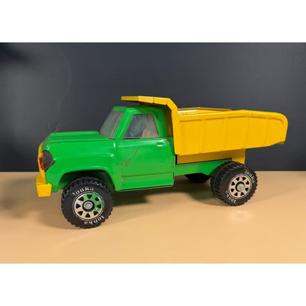 Vintage Tonka Pressed Steel Yellow & Green Dump Truck Toy Model