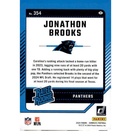 Jonathon Brooks 2024 Donruss #354 RC Carolina Panthers