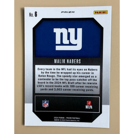 2024 Panini Prizm Emergent Rookie Card Malik Nabers #6