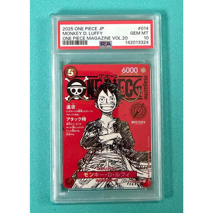 2025 One Piece JP Monkey D Luffy OP Magazine Vol 20 Gem Mint PSA 10