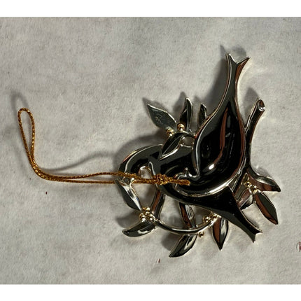 Dansk Silverplate Two Turtle Doves Ornament Original Box Holiday Collectible