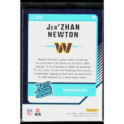 2024 Donruss Optic #252 Jer'Zhan Newton RC Washington Commanders