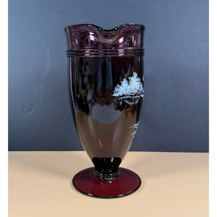 Fenton 2008 Amethyst Mary Gregory Golf Vase Hand Painted Sample OOAK