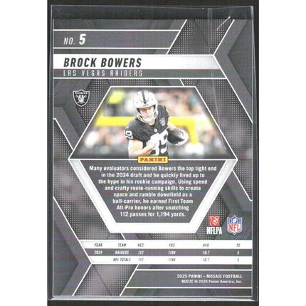 Brock Bowers 2025 Panini Mosaic #5 Las Vegas Raiders