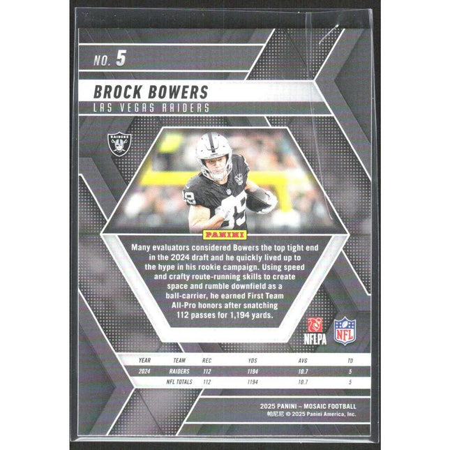Brock Bowers 2025 Panini Mosaic #5 Las Vegas Raiders
