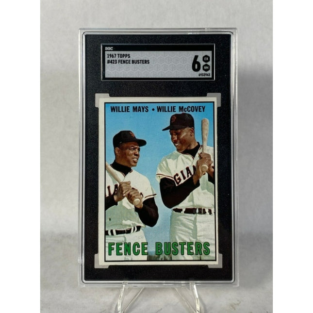 1967 Topps Fence Busters #423 Willie Mays & Willie McCovey SGC 6.0 – HOF Giants