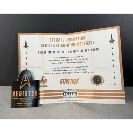 Vtg Star Trek 30th Anniversary Fossil Pocket Watch Gold Tone w/ OB