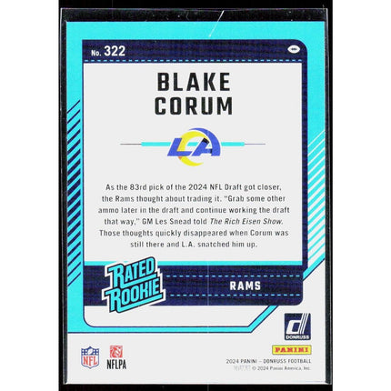 Blake Corum 2024 Donruss #322 RC Los Angeles Rams