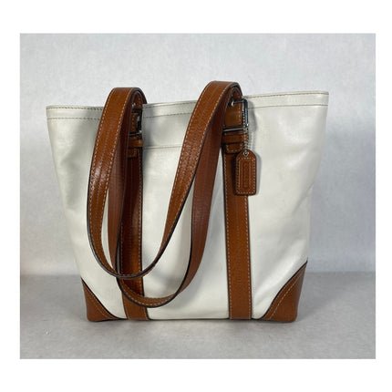 Coach Hampton Leather Bucket Tote Shoulder Bag F11201 Off White/Tan MSRP $398