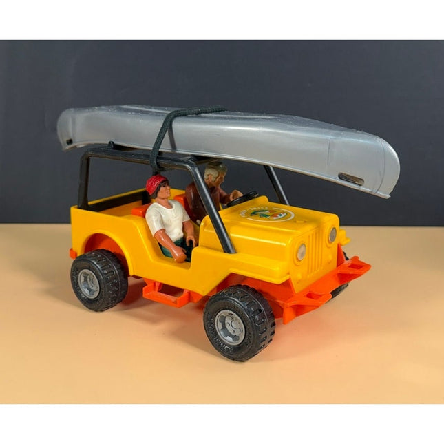 Fisher Price Jeep with Canoe Vintage Toy 10" Plastic Vehicle Outdoor Adventure