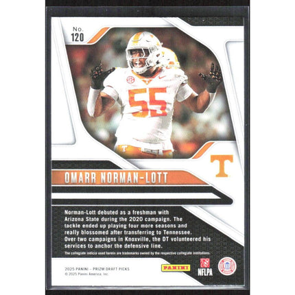 Omarr Norman-Lott 2025 Panini Prizm Draft Picks #120 Tennessee Volunteers