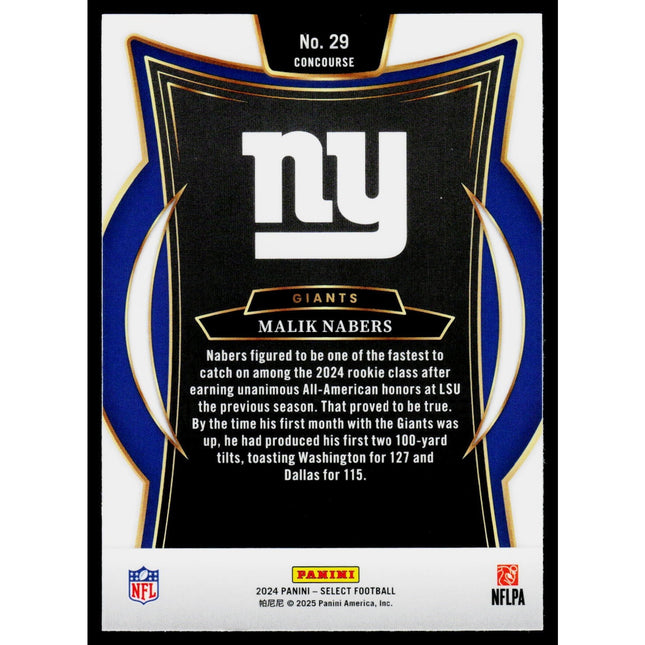 Malik Nabers 2024 Panini Select #29 RC New York Giants
