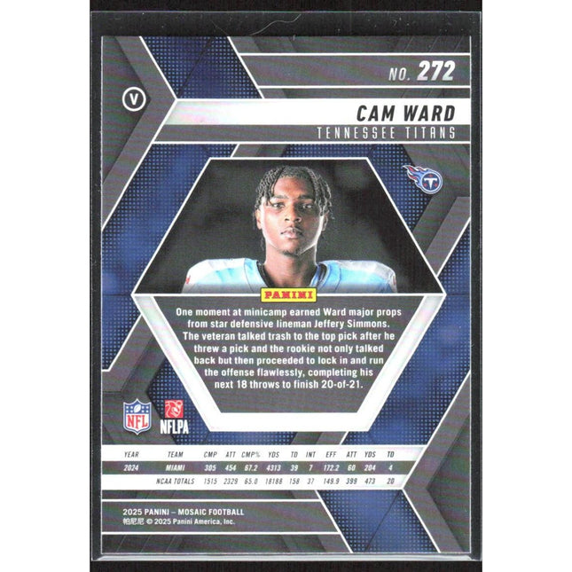 Cam Ward 2025 Panini Mosaic #272 RC Tennessee Titans
