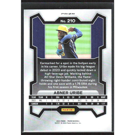 Abner Uribe 2024 Panini Prizm #210 Milwaukee Brewers