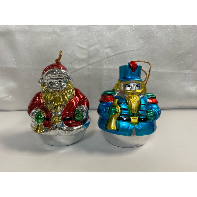 Set of 2 Weighted Hollow Christmas Ornaments – 6" Tall – Vintage Holiday Decor