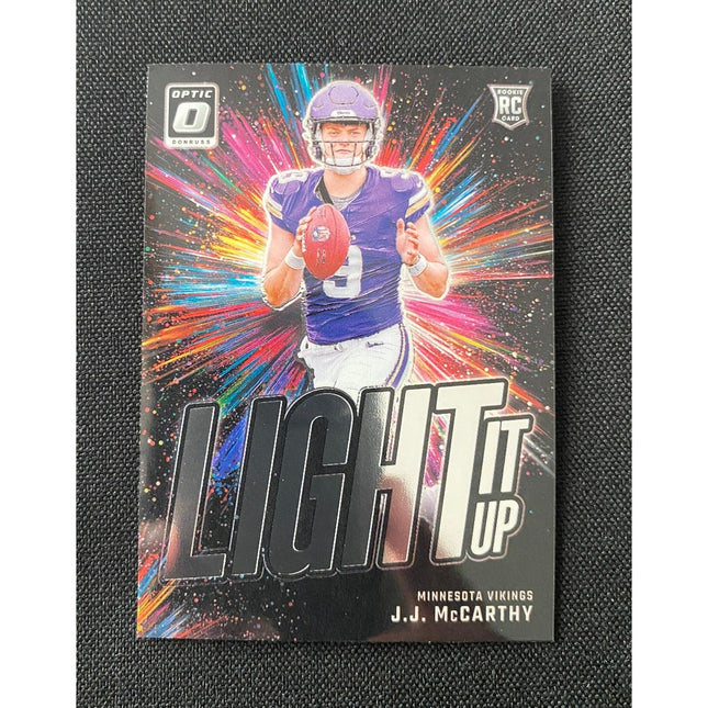 J.J. McCarthy 2024 Donruss Optic "Light It Up" #2 Rookie Insert Vikings QB