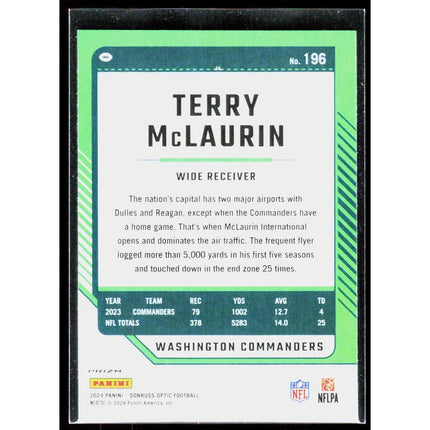 Terry McLaurin 2024 Donruss Optic Holo #196 Washington Commanders