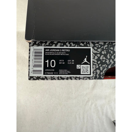 2025 Nike Air Jordan 3 Retro M10 White/Metallic Silver CT8532-111 NIB