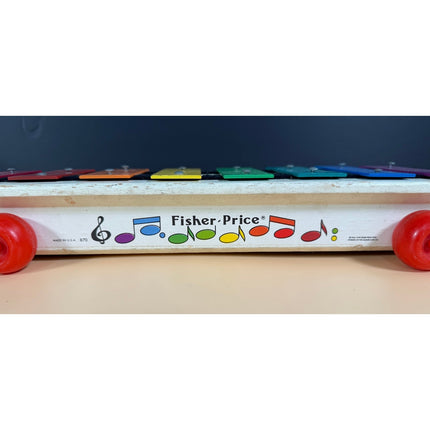 Vintage Fisher-Price Vibraharp #870 Pull-A-Tune Xylophone Toy Working