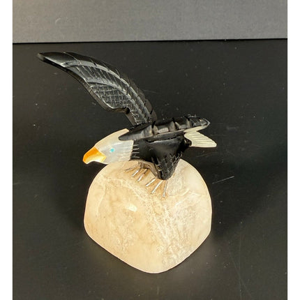 Anita Brown Peruvian Carved Eagle with White Marble Base