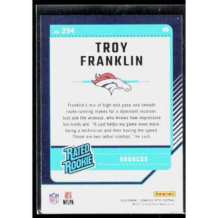 Troy Franklin 2024 Donruss Optic #294 RC Denver Broncos