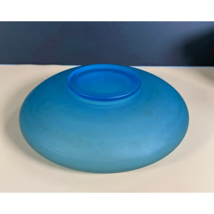 Celeste Blue Stretch Glass Flared Console Bowl Vintage Art Glass Centerpiece